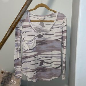 White Crow Gray Camo Long Sleeve T Size S